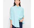 Target European Linen Long Sleeve Shirt - Green