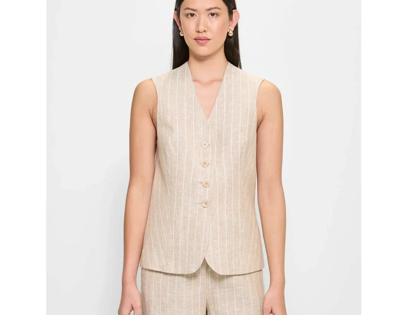 European Linen Longline Vest - Preview