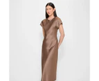 Extended Sleeve Satin Midi Dress - Preview