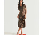 Extended Sleeve Satin Midi Dress - Preview