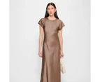 Extended Sleeve Satin Midi Dress - Preview