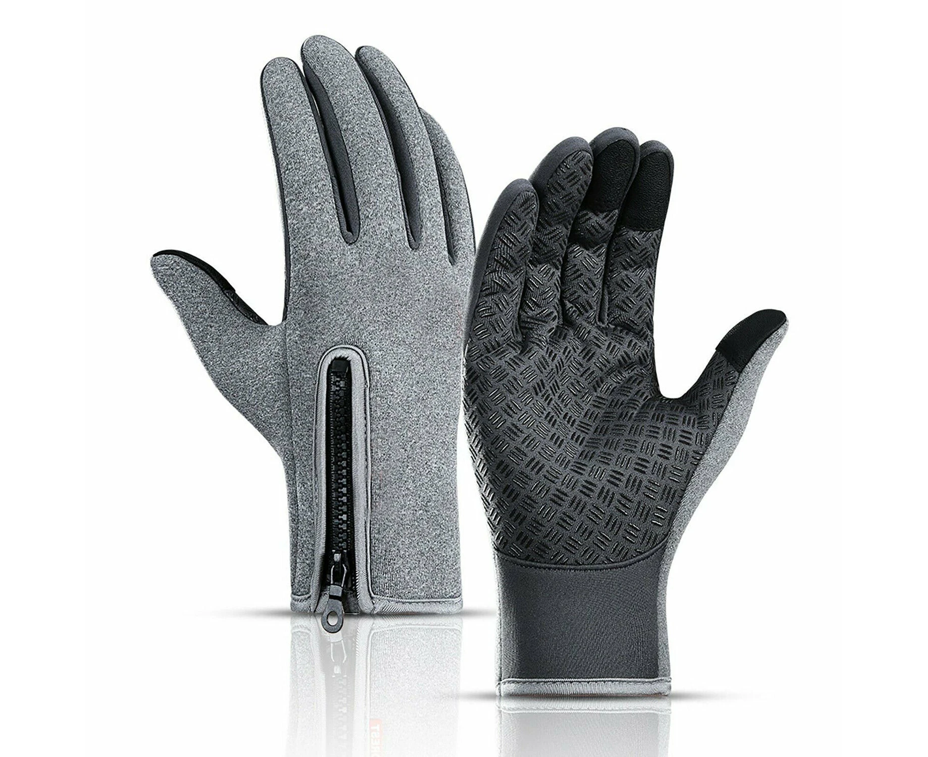 Touch Screen Snow Cycling Hand Gloves - Grey