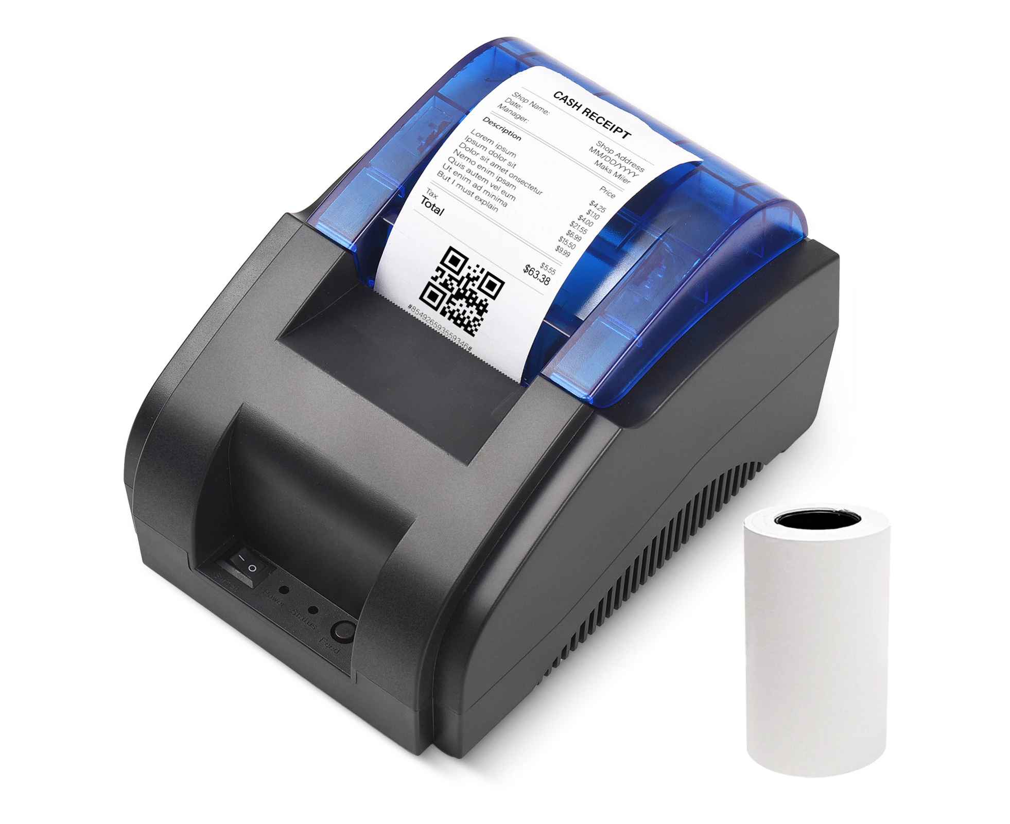 BISOFICE 58MM Desktop Receipt Printer USB+BT 203DPI Direct Thermal Printing Compatible with Windows/Linux/Mac/Android/iOS Systems High-Speed Printing