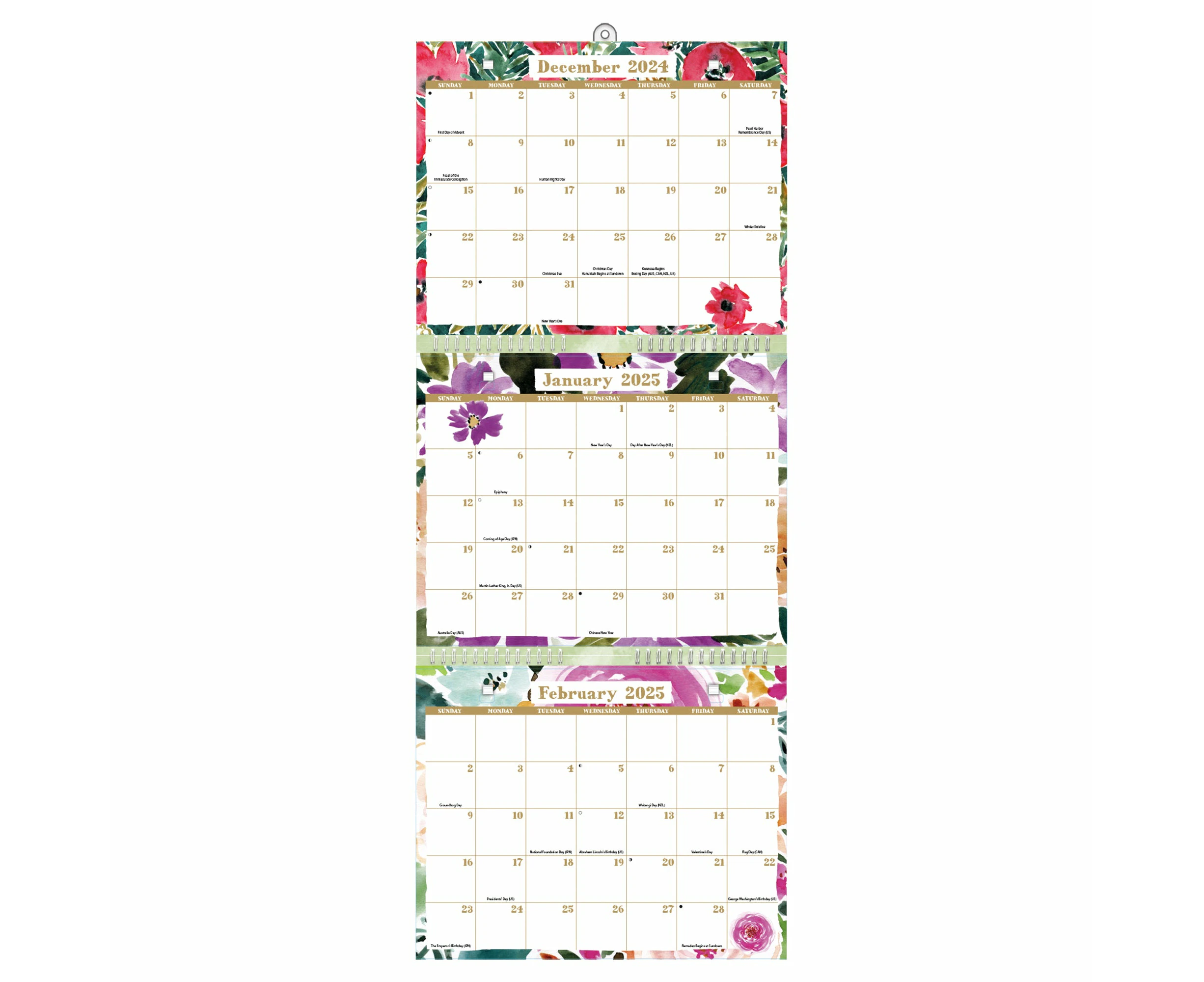 2025 Grow Wild Tri-View - 3-Month View Wall Calendar