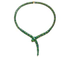 Rachel Glauber  Blue & Green Enamel Coiled Serpent Snake Stiff Collar Necklace