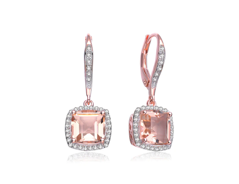 Genevive Sterling Silver Morganite Drop Earrings