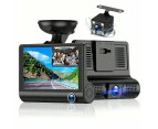 Front And Rear Triple Lens Dash Cam 1080p Hd 4-inch Touch Screen Wide-angle Lens