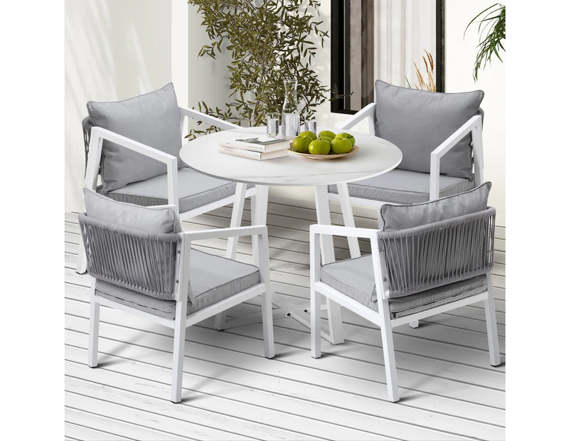 Livsip Outdoor Dining Setting Lounge Chair Patio Furniture Bistro Set 5PCS White