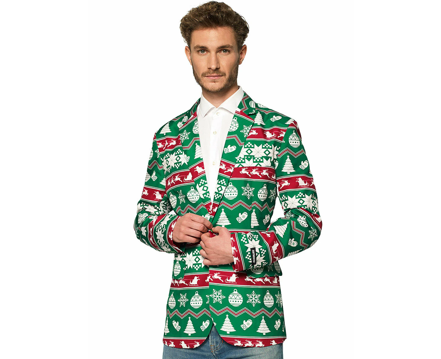 Christmas Green Nordic Mens Suitmeister Jacket