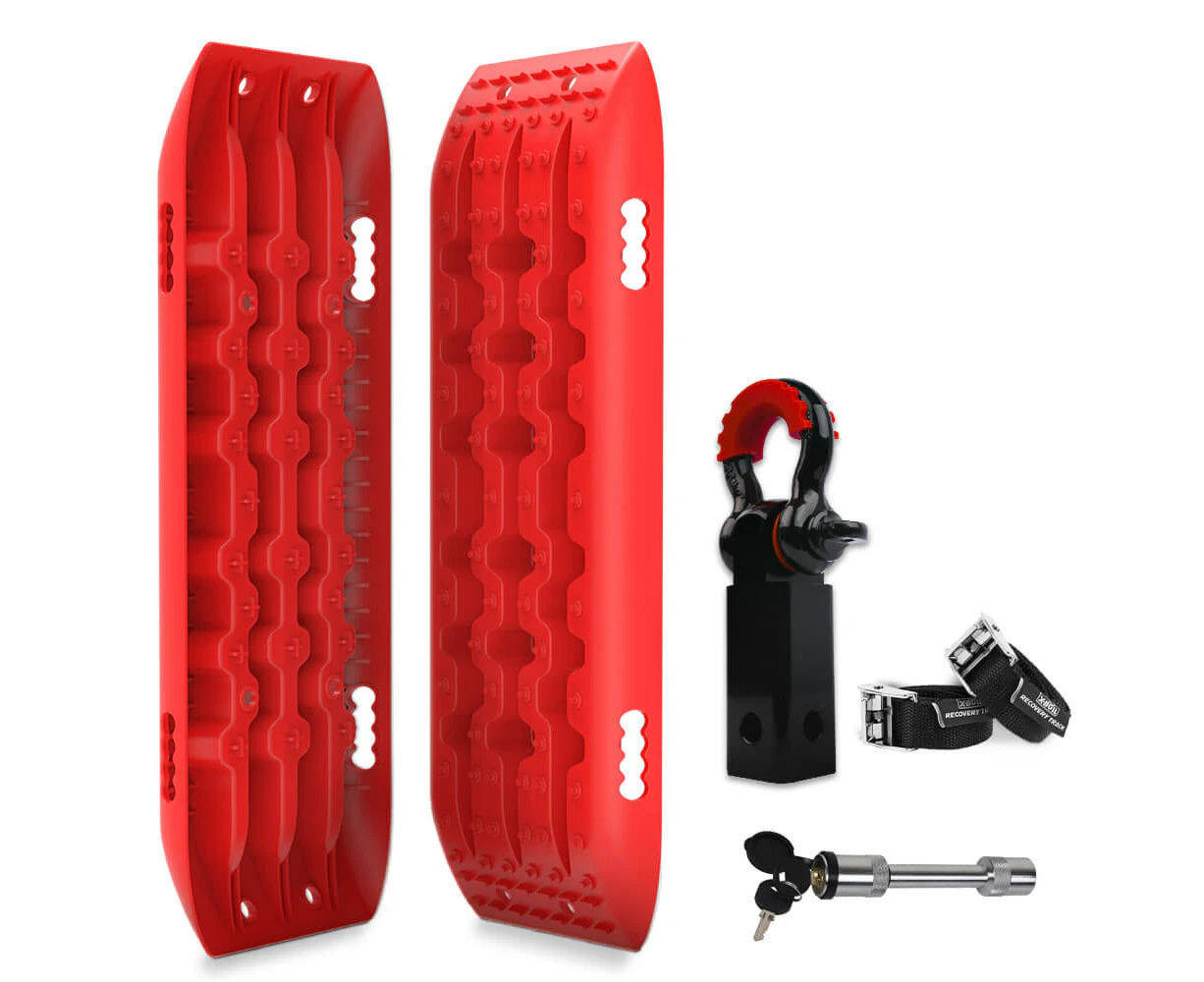 X-BULL Hitch Receiver 5T Recovery Receiver With 2PCS Recovery tracks Boards Gen2.0 Red