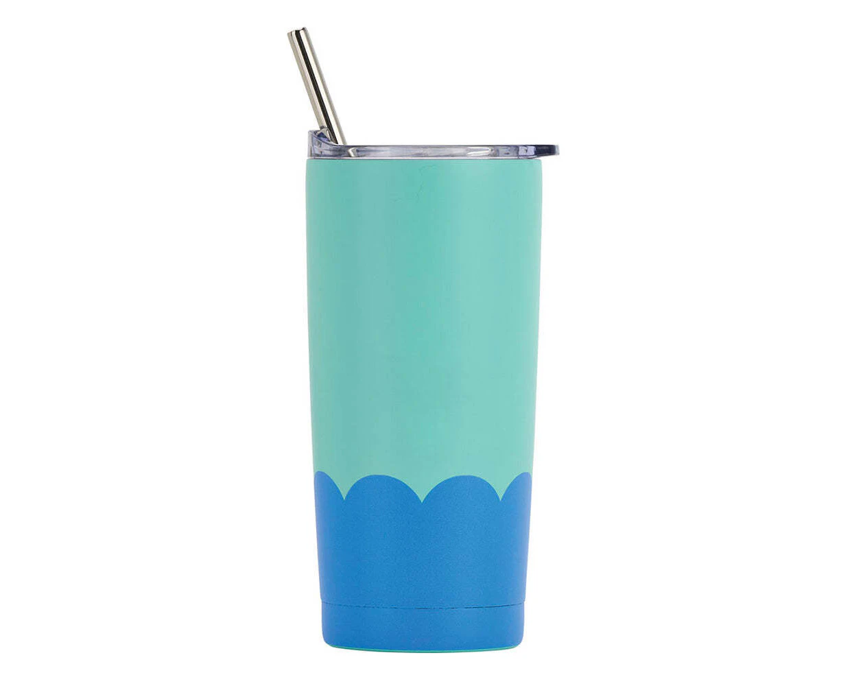 Annabel Trends 500ml Stainless Steel Wave Smoothie Tumbler w/ Straw Aqua Blue