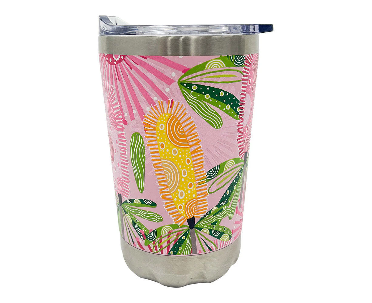 Annabel Trends 270ml Stainless Steel Coffee Mug Double Walled Mug Pink Banksia