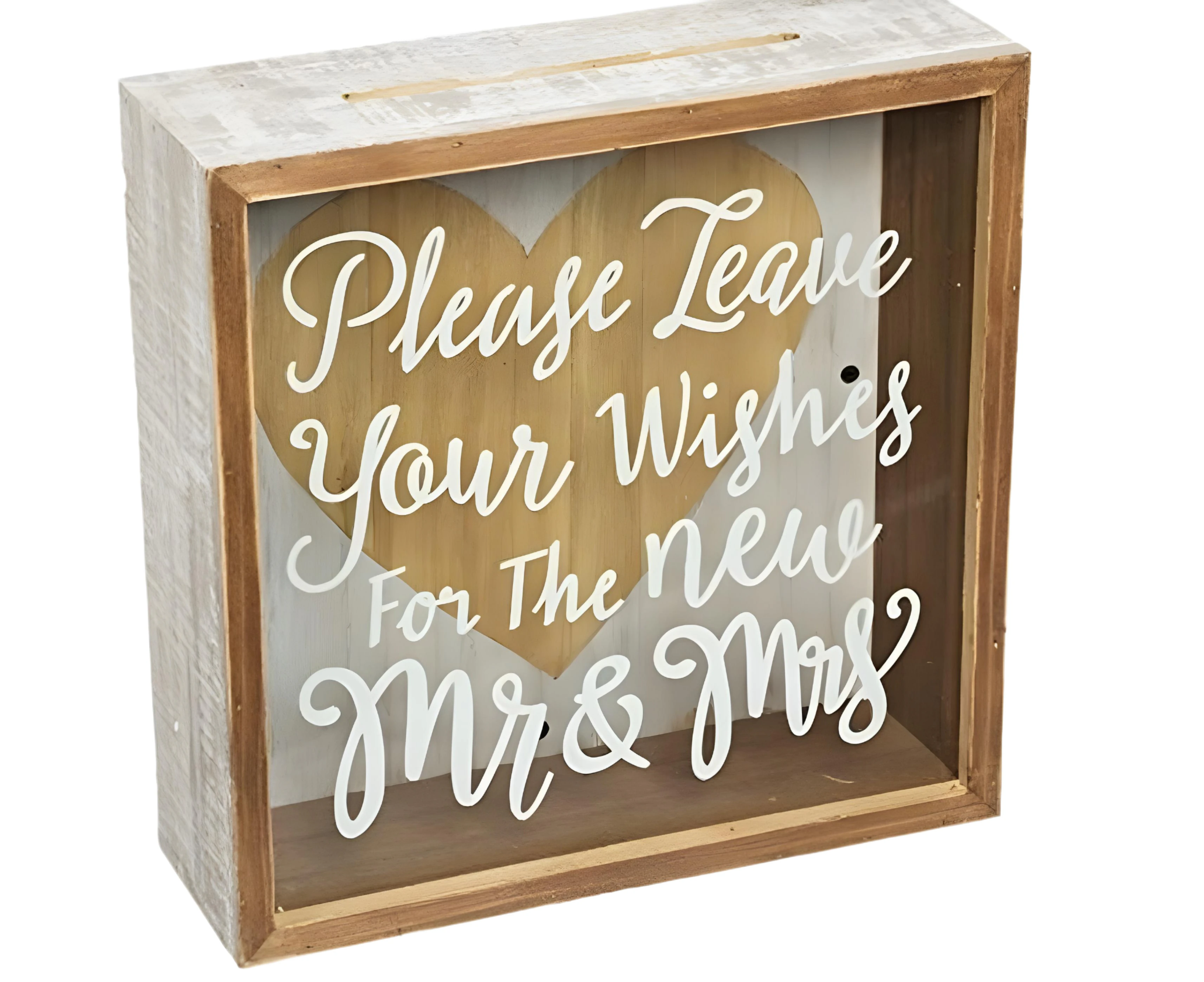 Square Rustic Wood Mr & Mrs Wedding Wishing Well Box