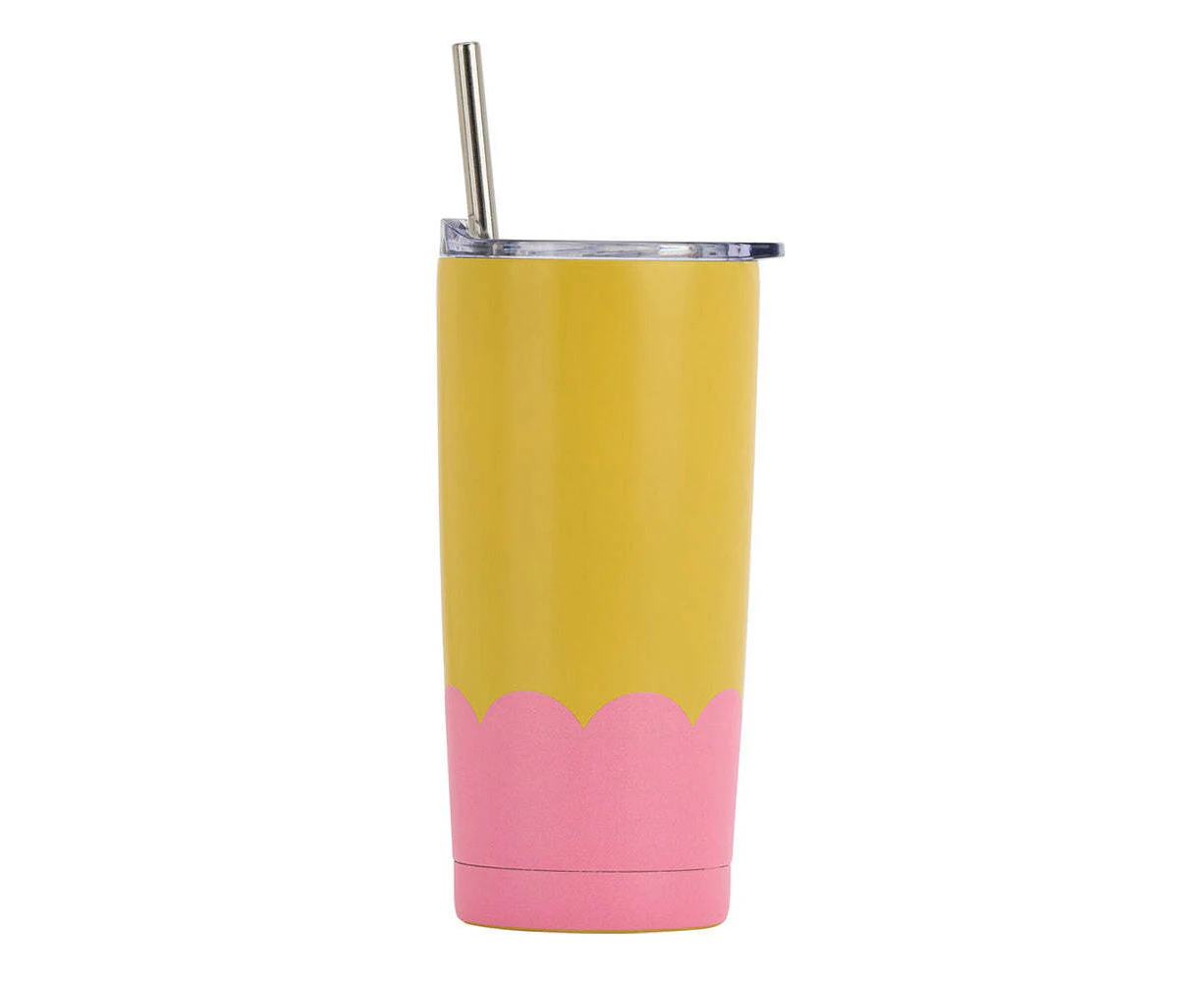 Annabel Trends 500ml Stainless Steel Wave Smoothie Tumbler w/ Straw Yellow Candy