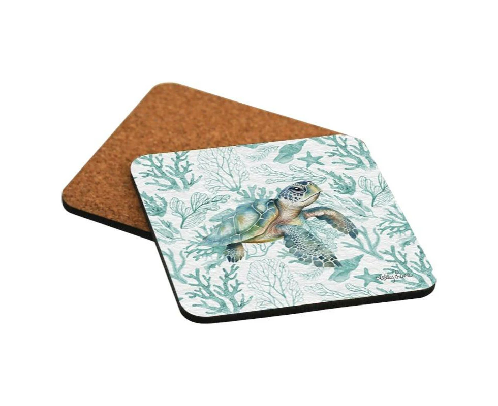 Kelly Lane | Coastal Turtle Set of 6 Cork Coasters - GIft Box