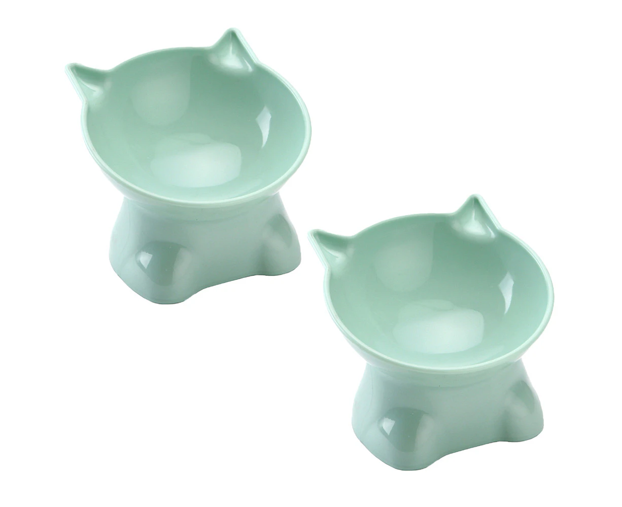 2pcs Elevated Cat Dog Bowls Cat Food & Water Bowl Set for Protecting Pet's Spine