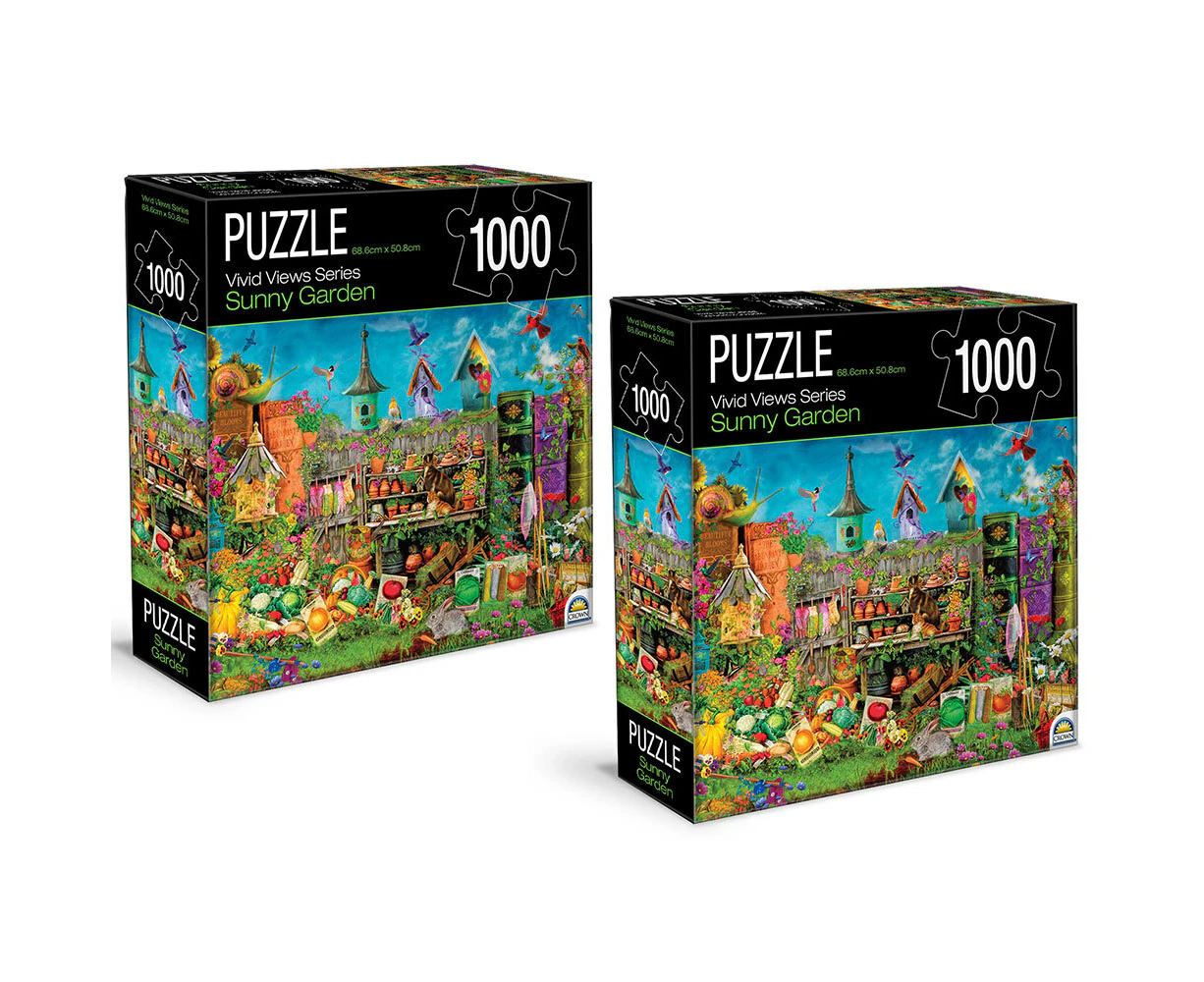 2PK 1000pc Crown Vivid Views Series Sunny Garden 68.6cm Jigsaw Puzzle Toy 15y+