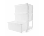 3 Linen Weave Drawers, White - Anko