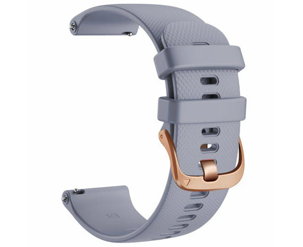 Fossil Traditional 22mm Range compatible Silicone Watch Straps with Rose Gold Buckles - Grey