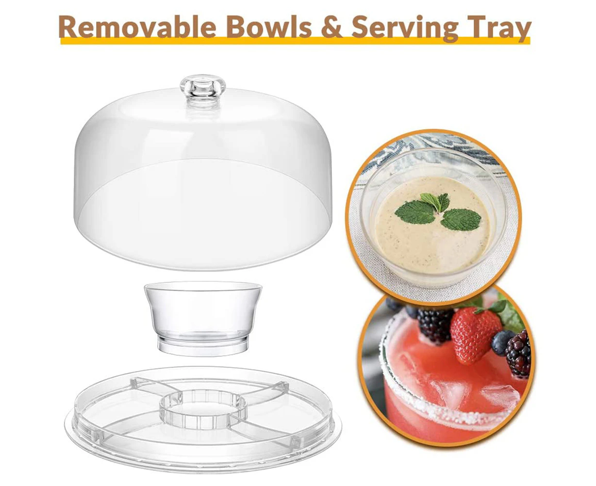 6 In 1 Transparent Acrylic Cake Stand Cake Plate With Dome Multi Function Serving Platter Salad Bowl