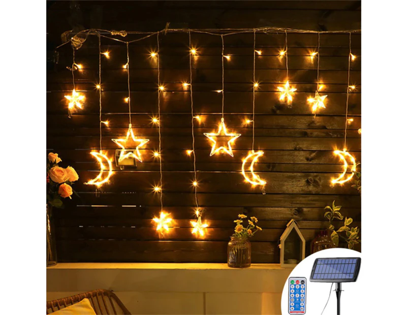 Moon Star Curtain Light Solar Led String Light With Remote Control Moon Star Fairy Light