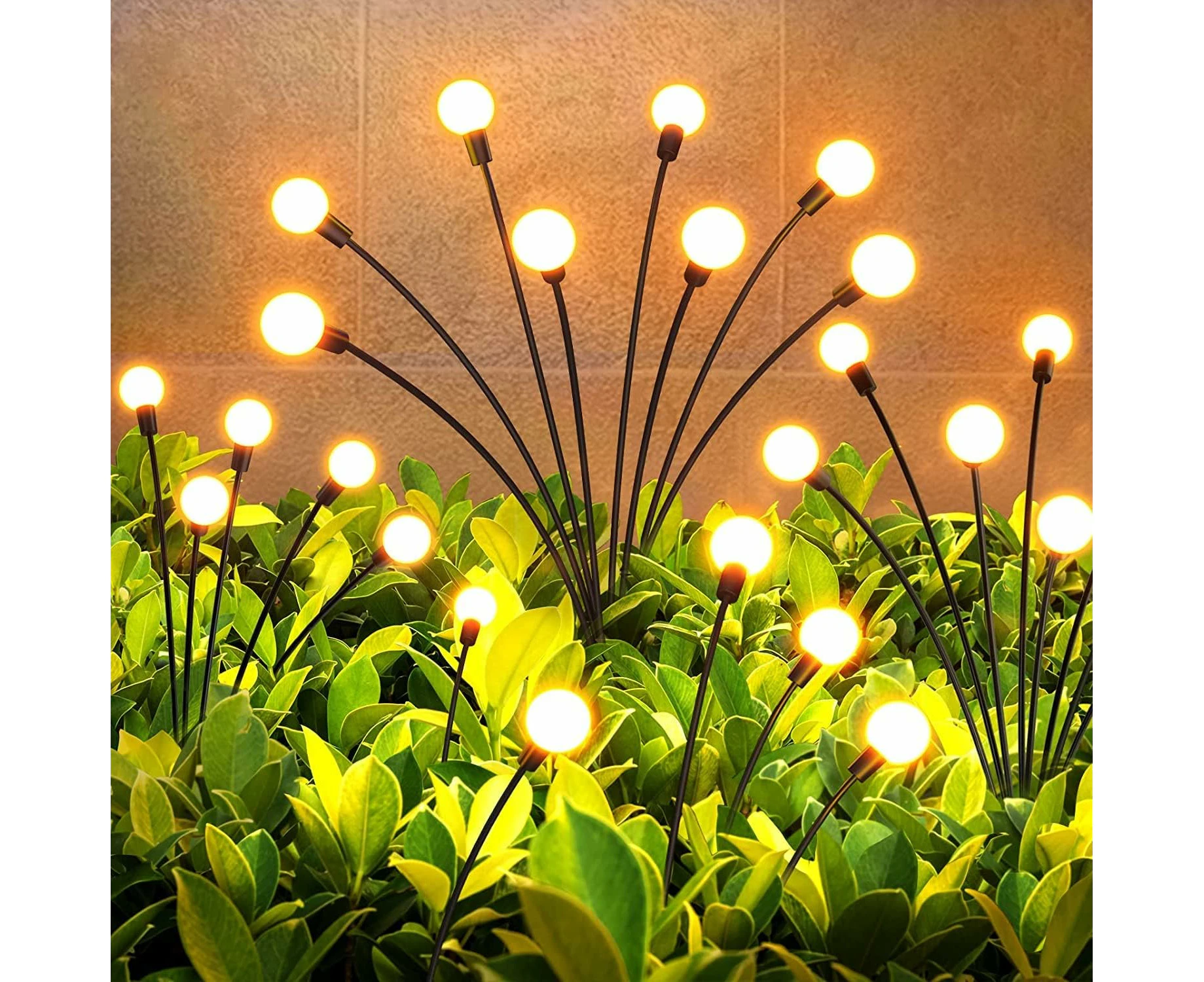 Solar Garden Lights New Upgraded Solar Swaying Light, 8Led Starburst Solar Outdoor Lights, Solar Firefly Lights Outdoor,2Pack