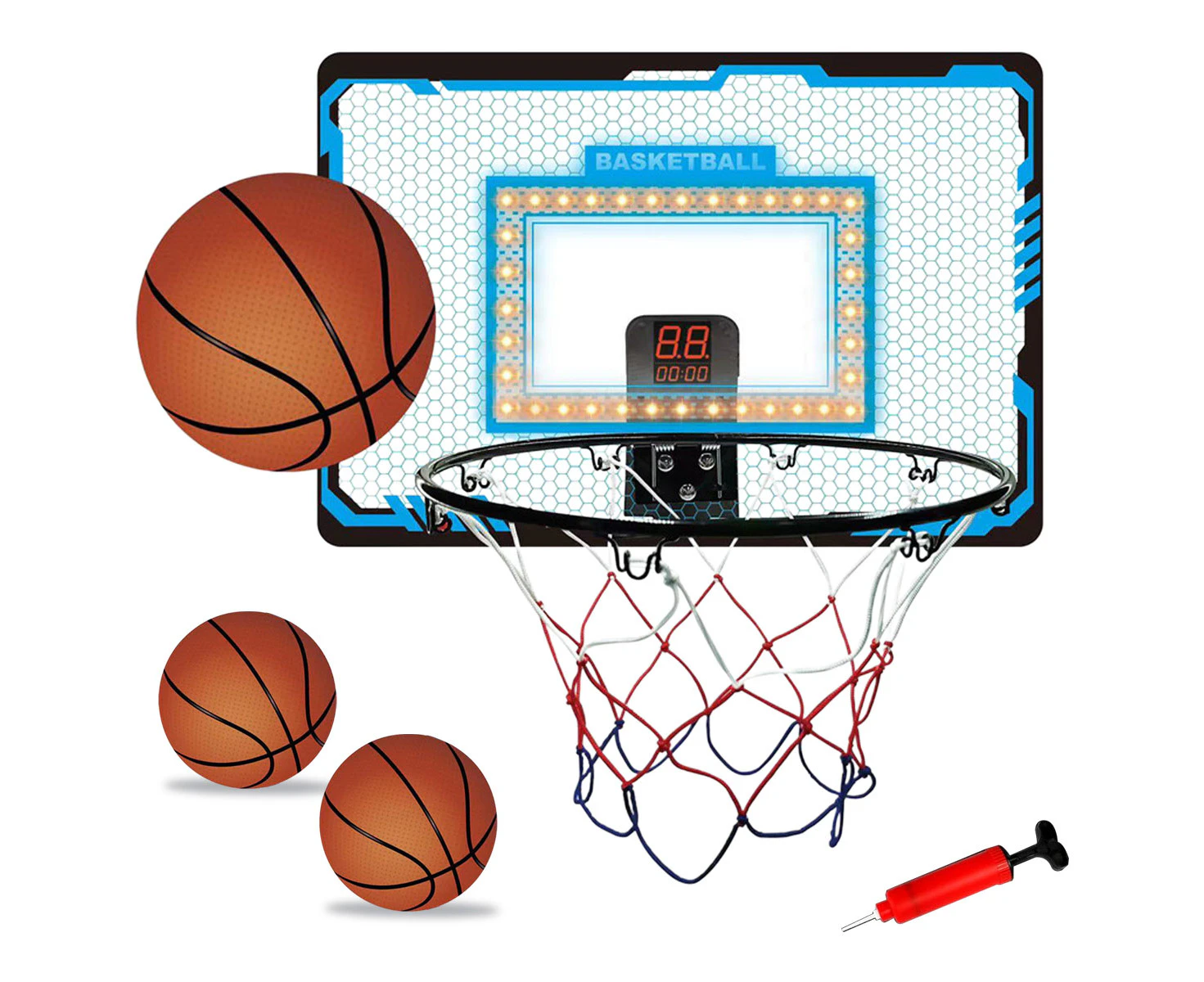 Hot Bee Indoor Basketball Hoop For Bedroom, Mini Basketball Hoop For Kids And 3 Balls Led Lights Automatic Scoring, Basketball For Boys