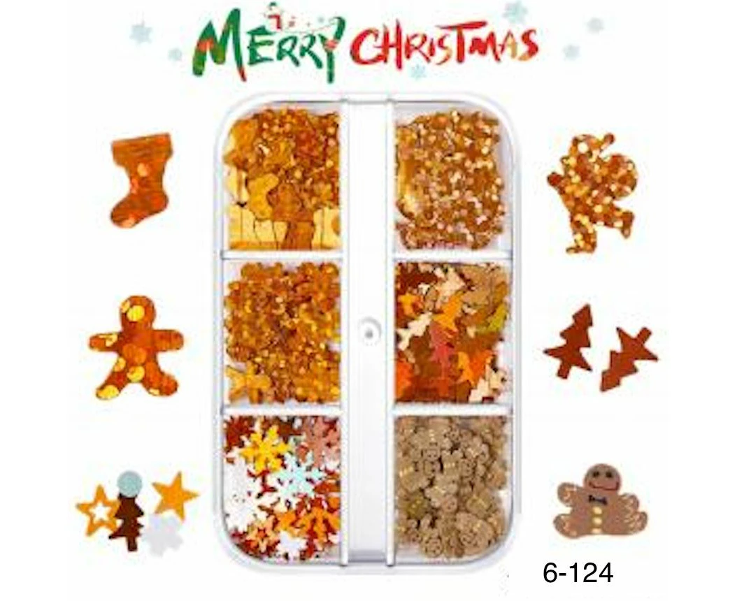 Christmas Nail Art Decoration (6-Grid Tray)-6-124