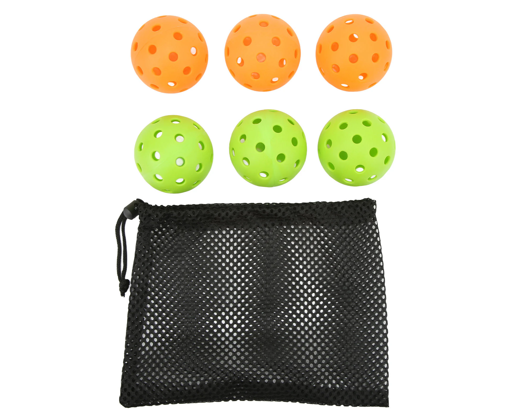 6Pcs Outdoor Pickleball Balls Sports Training Pickleballs 40 Holes Pickleball Ball Set For Outdoor Courts Orange Green