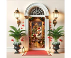 Santa Claus Door Cover Christmas Background Cloth Hanging-Style 1