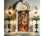 Santa Claus Door Cover Christmas Background Cloth Hanging-Style 1