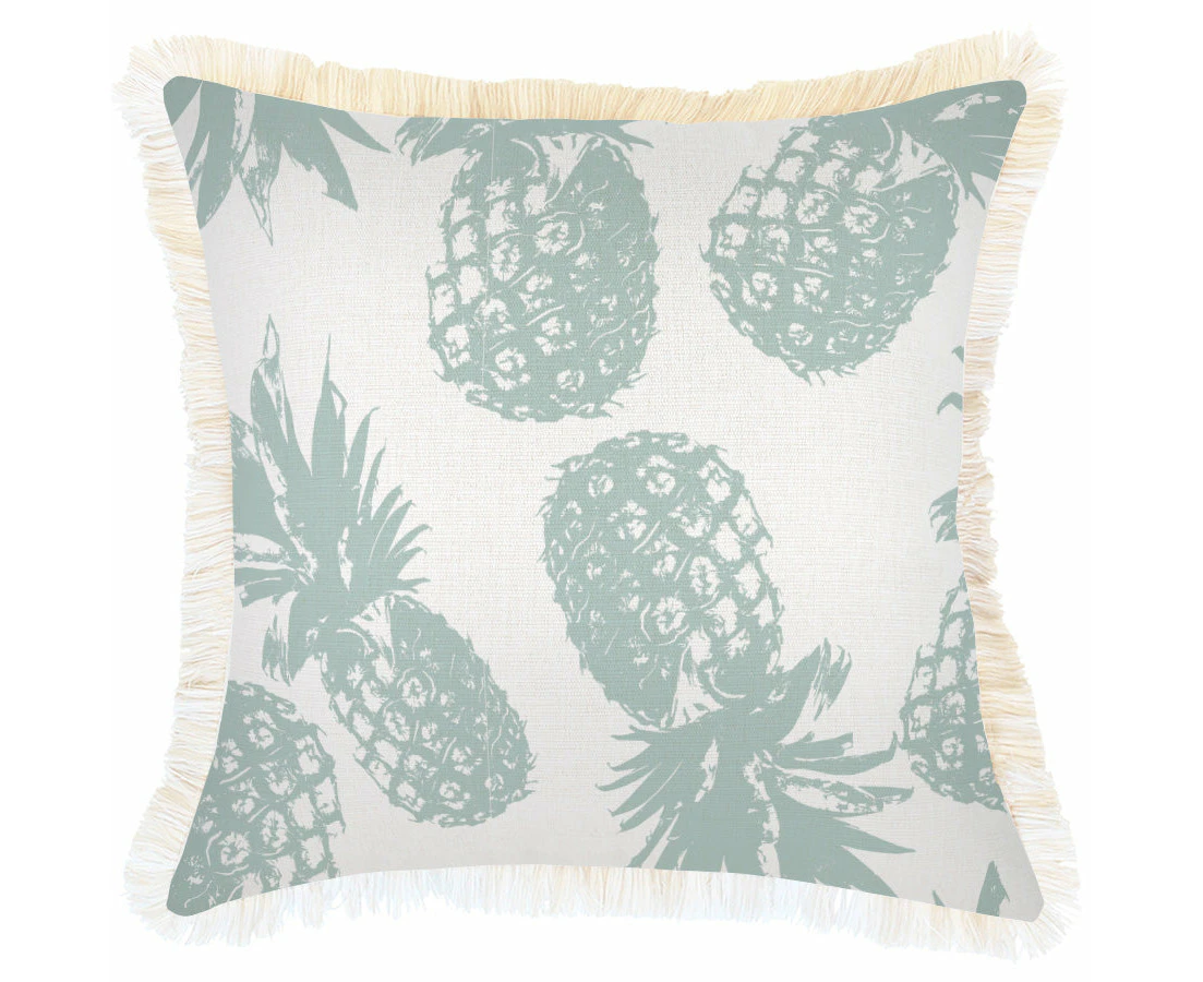 Cushion Cover-Coastal Fringe-Pineapples Seafoam-45cm x 45cm