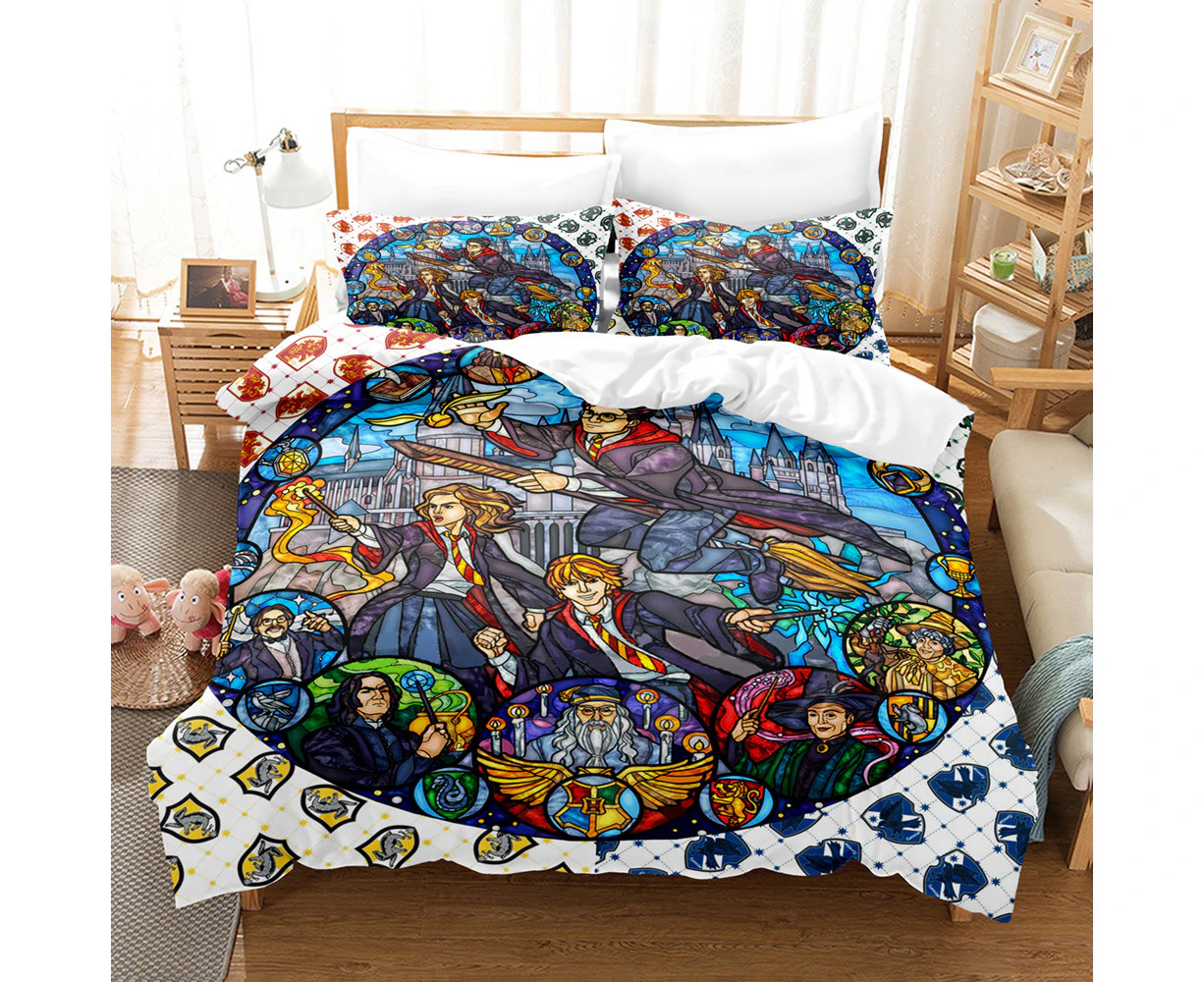 Harry Potter Bedding Three-piece Set, Bed Sheet Duvet Cover Suit, Microfiber, Duvet Cover