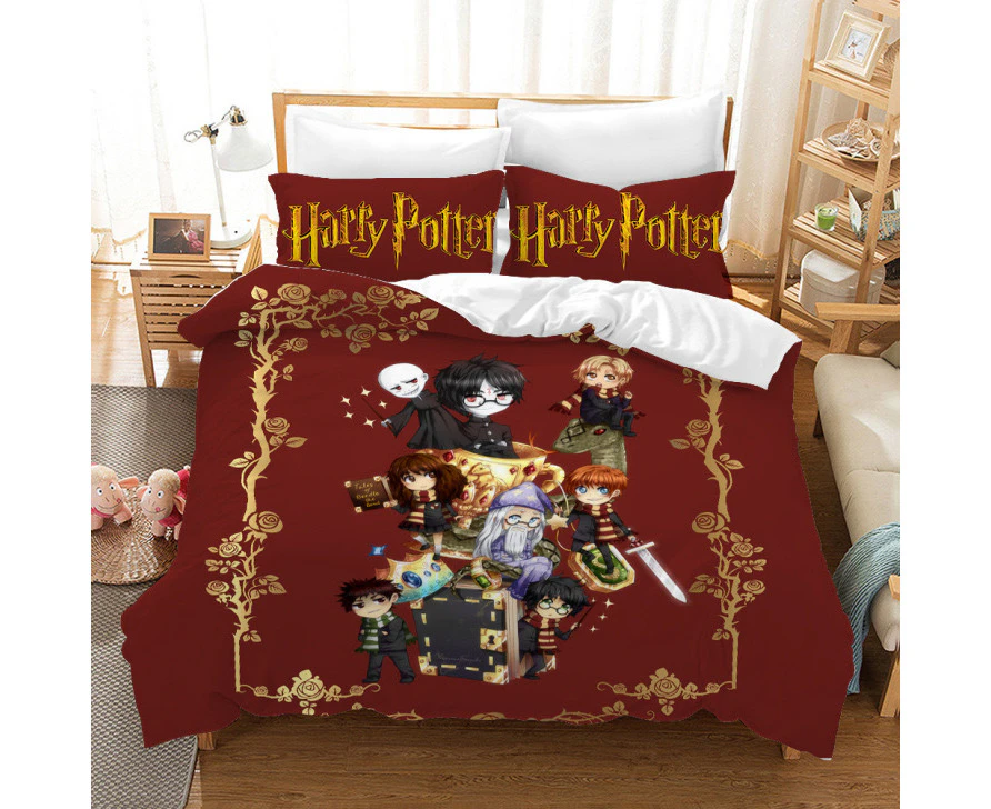 Harry Potter Bedding Three-piece Set, Bed Sheet Duvet Cover Suit, Microfiber, Duvet Cover