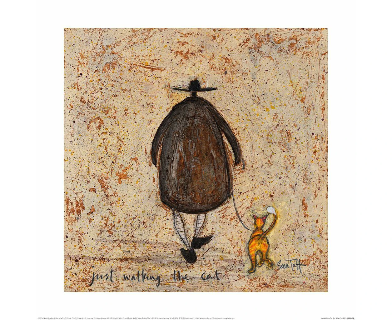 Sam Toft Just Walking The Cat Wall Art (Cream/Brown) - PM3506