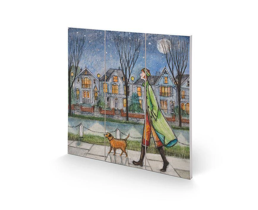 Joe Ramm By The Light Of The Moon Wood Print (Blue/Green/Brown) - PM4360