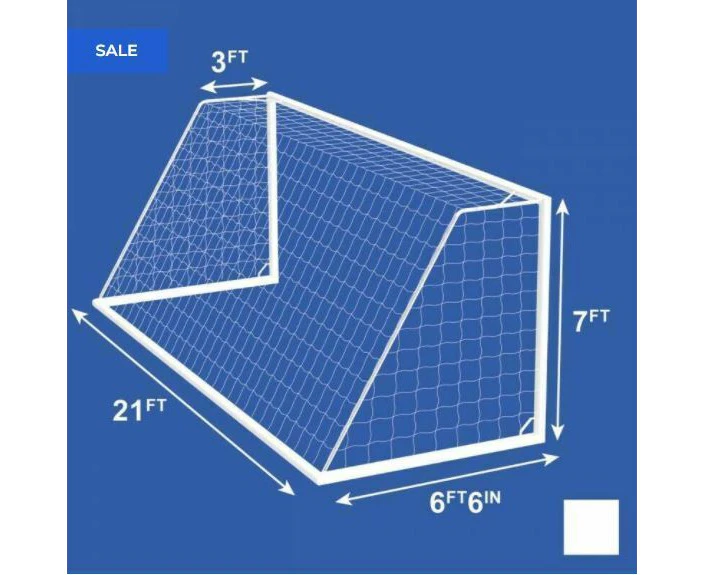 21 X 7 REPLACEMENT SOCCER GOAL NETS [Single or Pair:: Pair] [Size:: 6.5m x 2.1m x 0.9m x 2.0m] [Style: Standard] [Thickness:: 3mm | White]