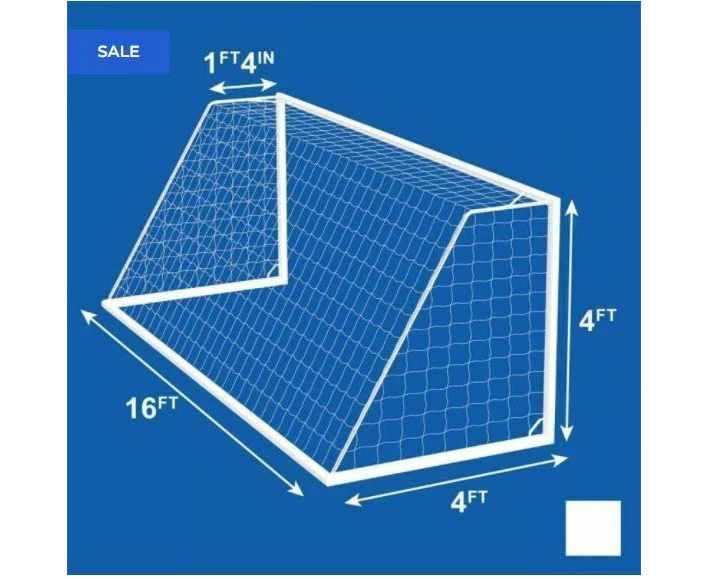 16 X 4 REPLACEMENT FOOTBALL GOAL NETS [Style: Standard] [Size:: 4.9m x 1.2m x 0.4m x 1.2m] [Thickness:: 3mm | White]