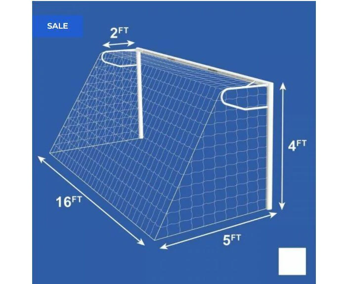 16 X 4 REPLACEMENT FOOTBALL GOAL NETS [Single or Pair:: Pair] [Size:: 4.9m x 1.2m x 0.6m x 1.5m] [Style: Standard] [Thickness:: 3mm | White]