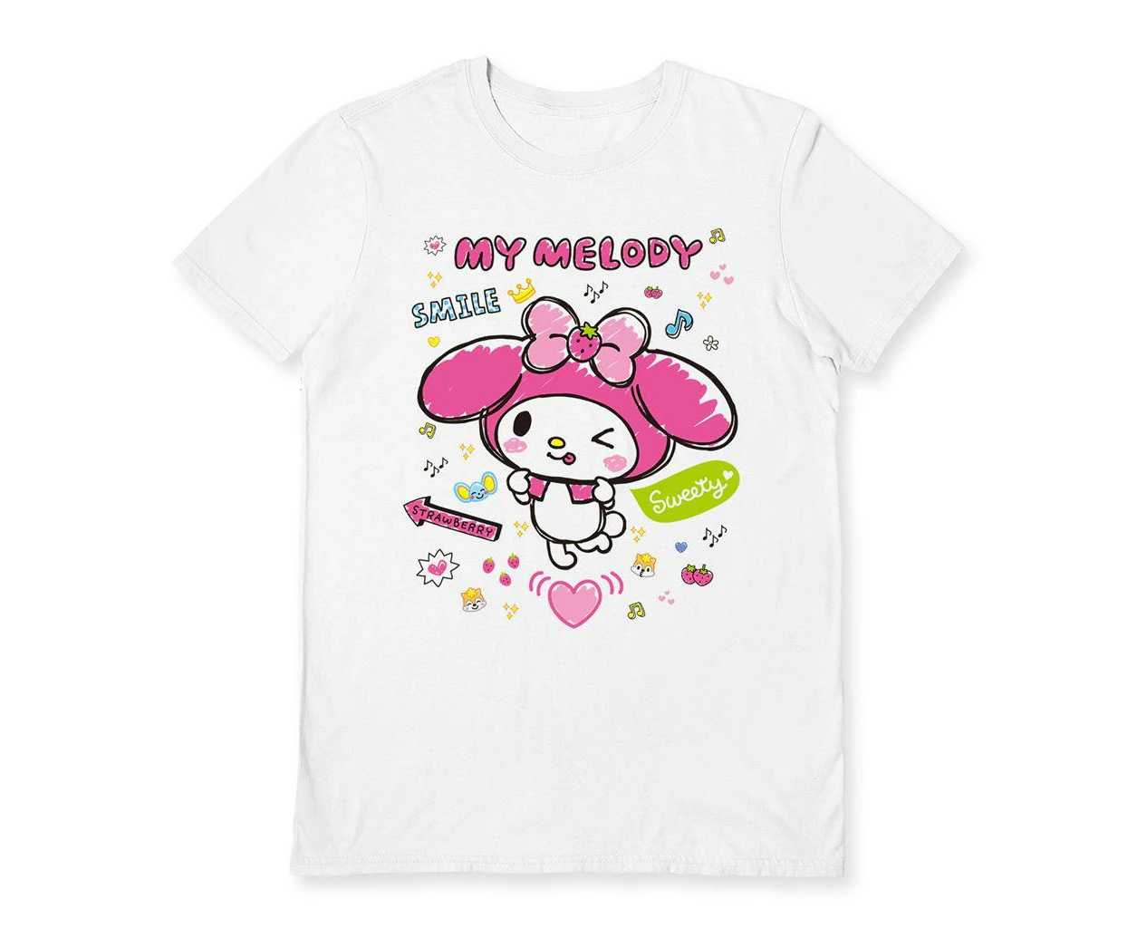 Sanrio Unisex Adult Sweety My Melody T-Shirt (White) - PM10540