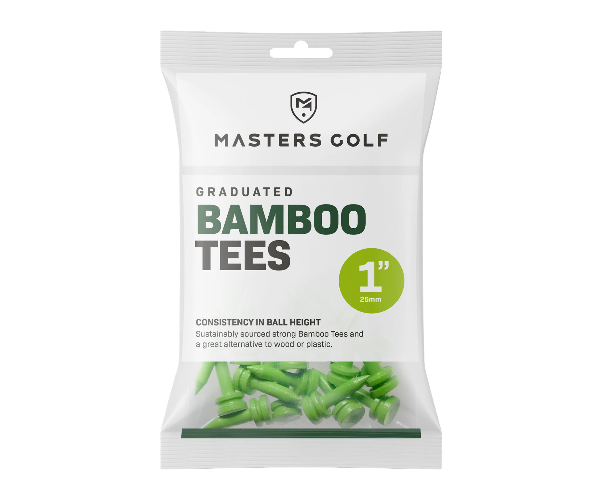 Masters Bamboo Graduated Golf Tees (Pack of 25) (Lime) - RD3434