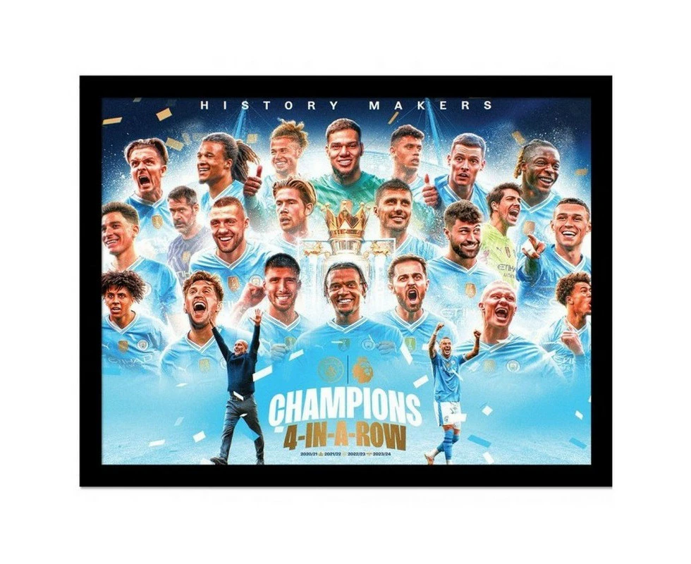 Manchester City FC History Makers Framed Poster (Sky Blue/White) - PM10563