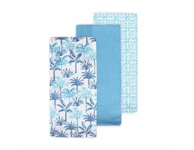 3 Pack Palm Printed Tea Towels - Anko