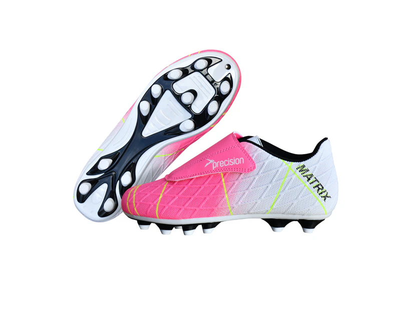 Precision Childrens/Kids Matrix Football Boots (Fuchsia/White/Lime) - RD3433