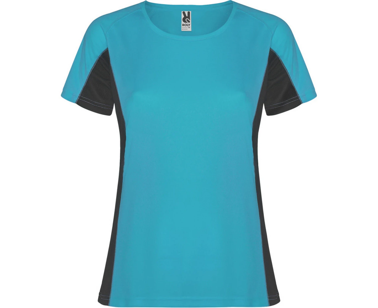 Roly Womens Shanghai Short-Sleeved Sports T-Shirt (Turquoise/Dark Lead) - PF4435