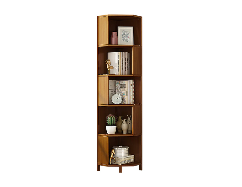 5-Shelf Corner Bookcase Industrial Bookshelf Display Storage Stand