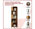 5-Shelf Corner Bookcase Industrial Bookshelf Display Storage Stand