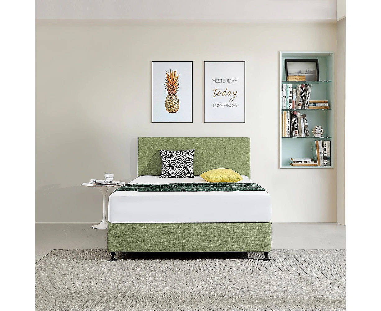 Linen Fabric Double Bed Deluxe Headboard Bedhead - Olive Green