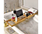 Bathroom Bamboo Bath Caddy Wine Glass Holder Table Tray Bathtub Rack Soap Shelf