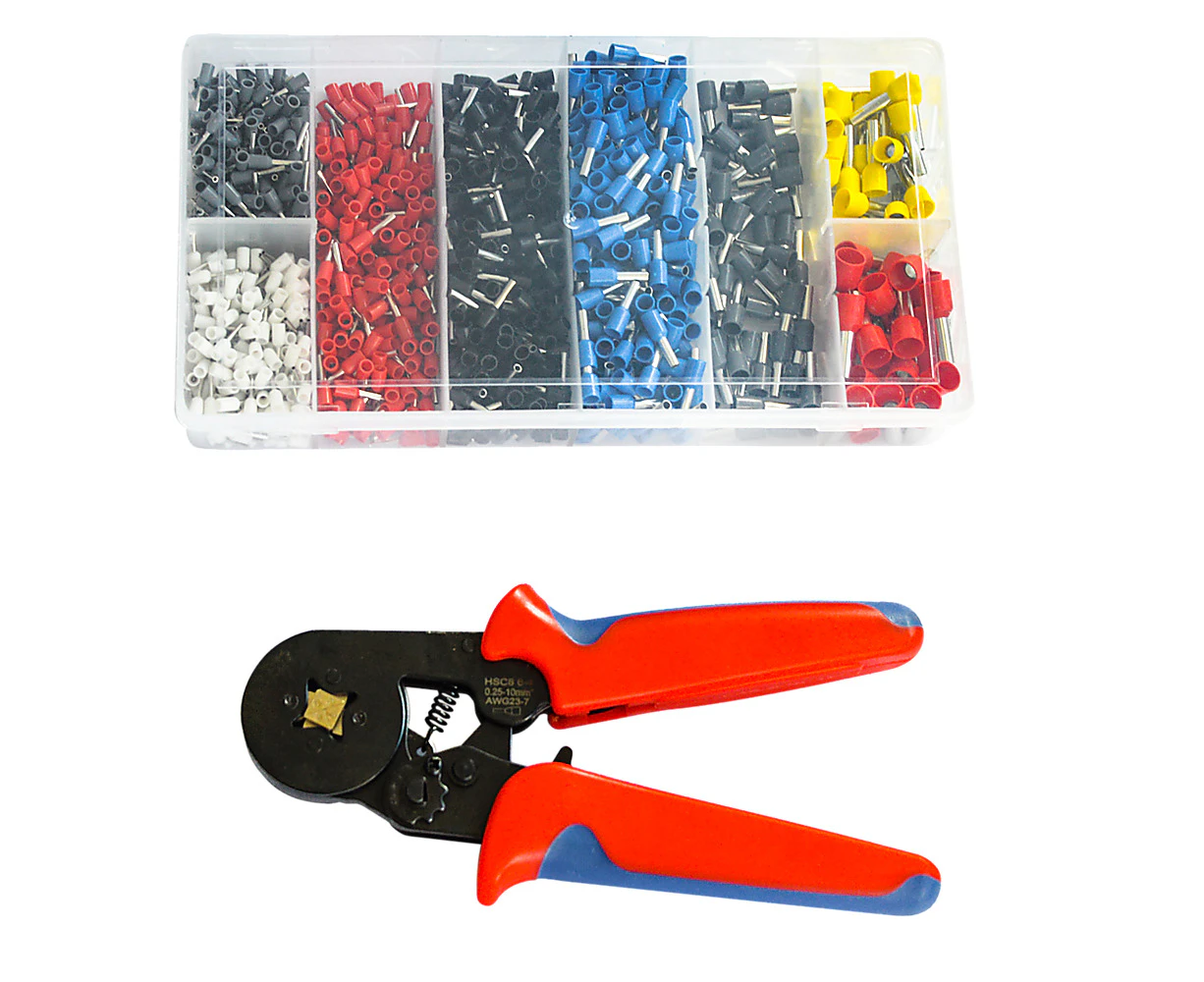 1200Pcs Bootlace Ferrule Crimper kit 0.25-10mm2 Cord End Ratchet Crimping Tool